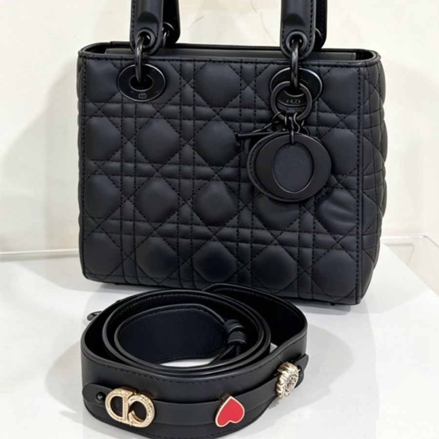 DIOR迪奧Lady Dior黑磨沙黛妃包So Black勳章肩帶#專櫃20多萬🍒-11