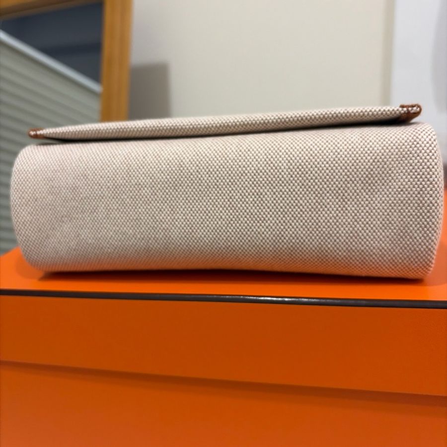 全新/膠膜全在 Hermès Mini Herbag 20cm 金棕金剛色銀扣|2026/01 購證-12