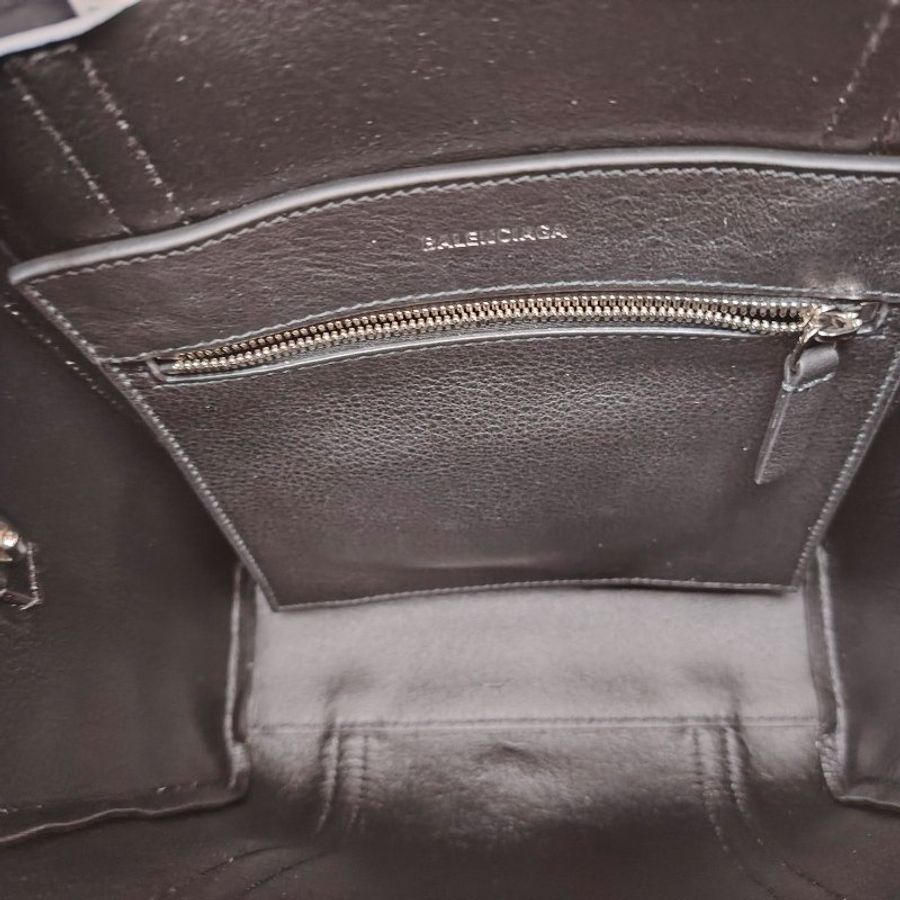 BALENCIAGA 巴黎世家 Everyday 黑色 牛皮革 xxs 白色裝飾邊 托特包-7