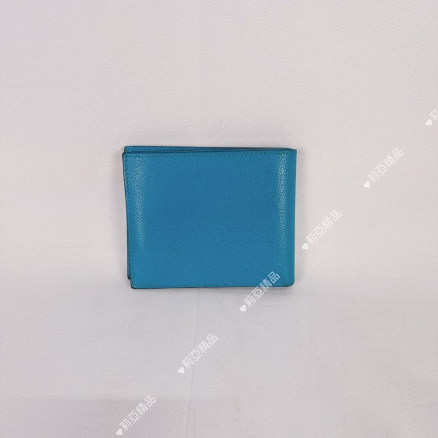 莉亞精品♡ Hermes 藍短夾 二手-3