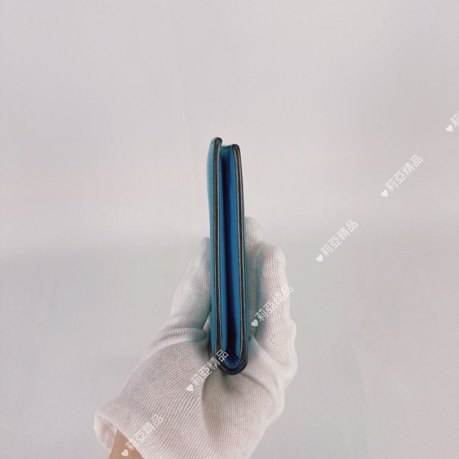 莉亞精品♡ Hermes 藍短夾 二手-5