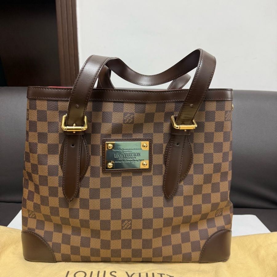 Louis Vuitton路易威登Hampstead棕色棋盤格托特包單肩包 尺寸:34×28×17.5-0