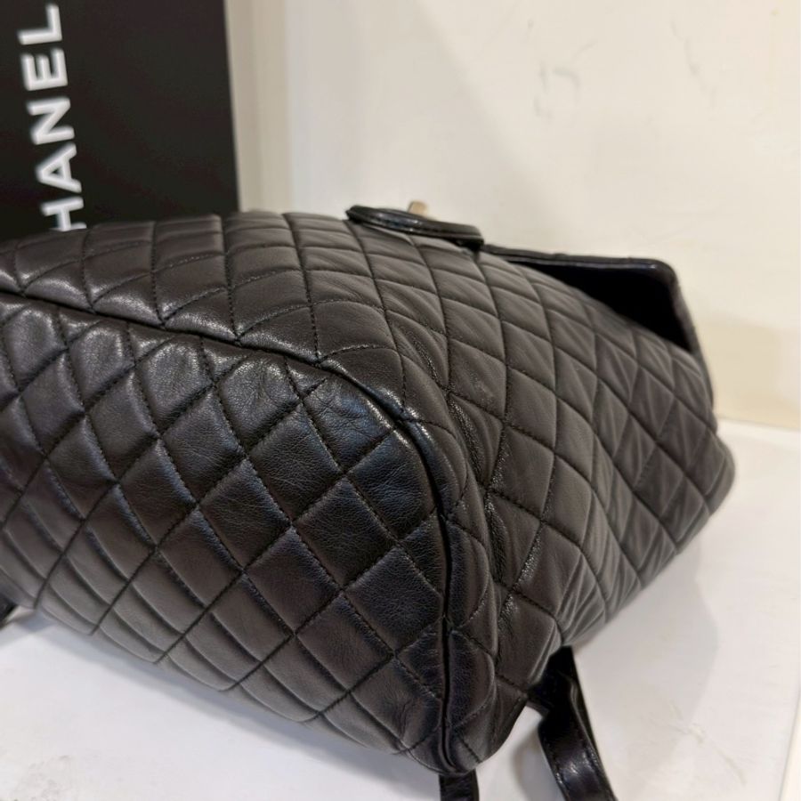 🐫CHANEL黑銀羊皮中號薩爾斯堡雙肩包Saltsbourg Backpack經典菱格紋-14