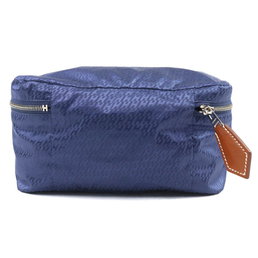 愛馬仕 Hermes Wousse de Voyage PM 100% 真絲手拿包,藍色,B 印章,法國製造,女士,強烈推薦 ◎-1