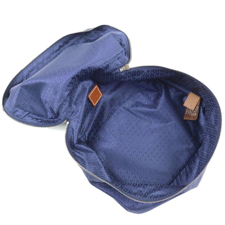 愛馬仕 Hermes Wousse de Voyage PM 100% 真絲手拿包,藍色,B 印章,法國製造,女士,強烈推薦 ◎-5