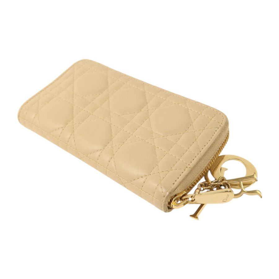Dior 羊皮皮革Medium Lady Dior Zipper Wallet金扣長錢包-4