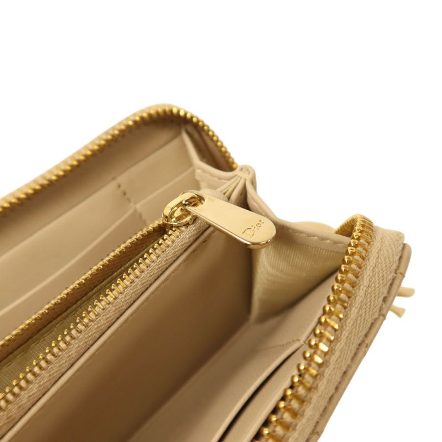 Dior 羊皮皮革Medium Lady Dior Zipper Wallet金扣長錢包-8