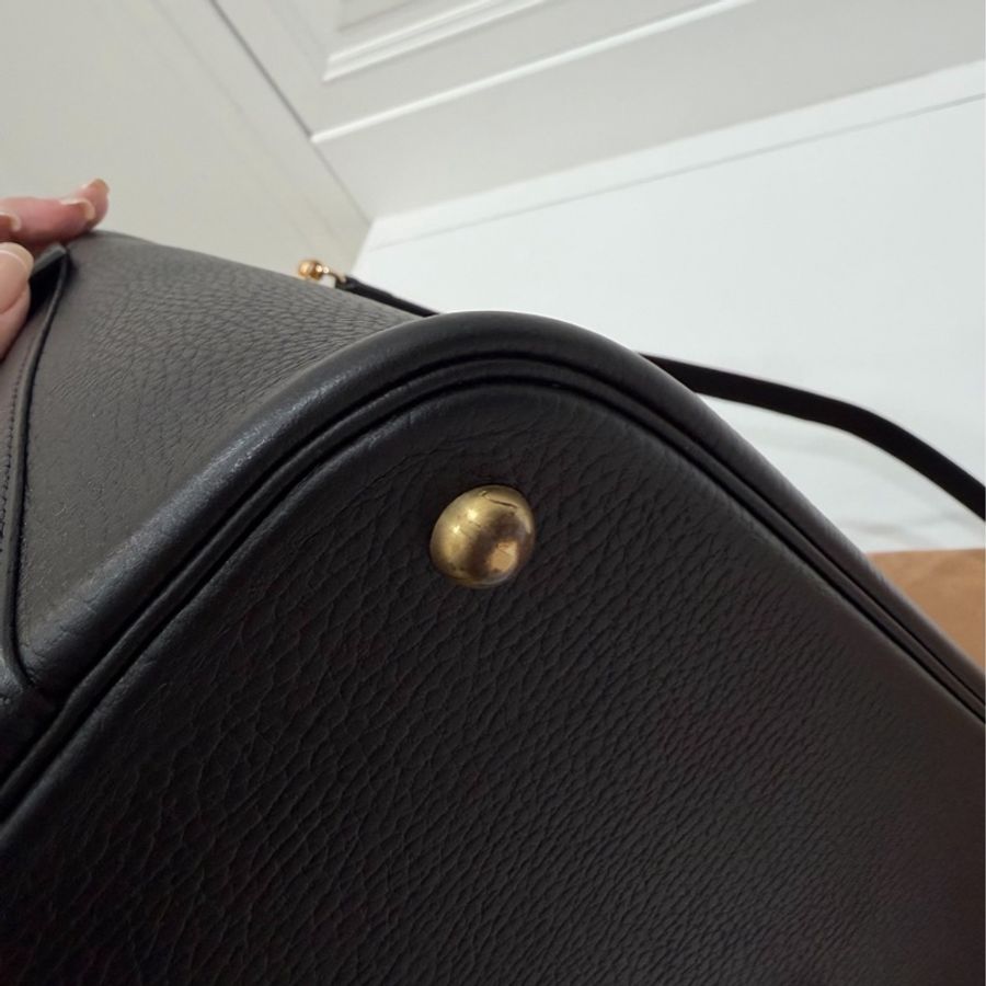 HERMES 愛馬仕 bolide 35 黑金 保齡包 手提包 肩背包 斜背包 側背包-13