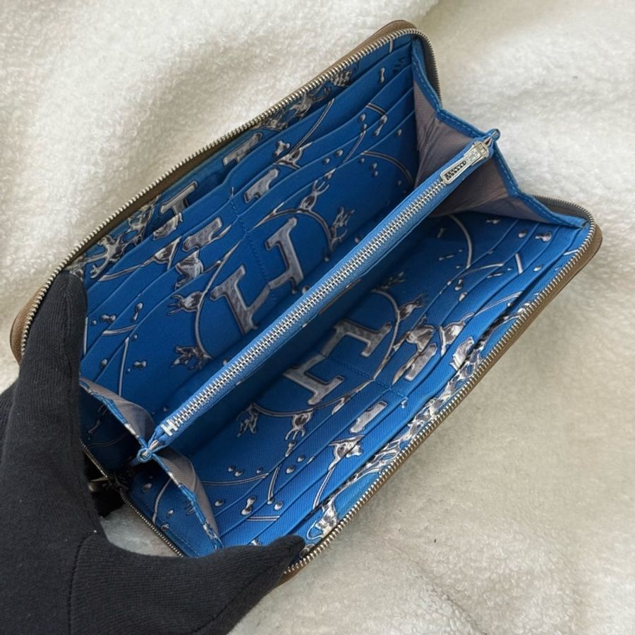Hermes Silk'In 大象灰色絲巾長夾 🌊海洋星圖感內裡-6