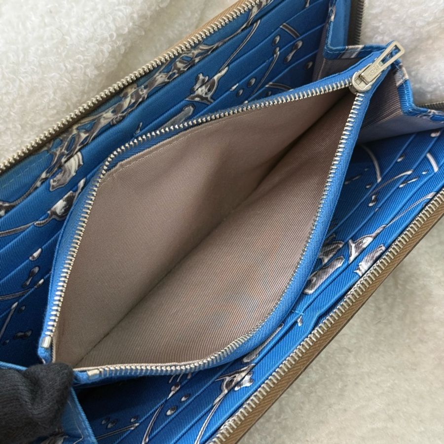Hermes Silk'In 大象灰色絲巾長夾 🌊海洋星圖感內裡-8