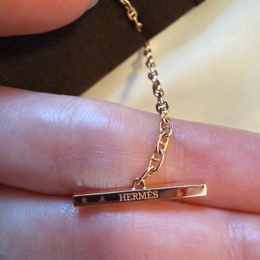 💖Hermes 豬鼻玫瑰金 鑽石手鍊 ST💖 全新全配-5