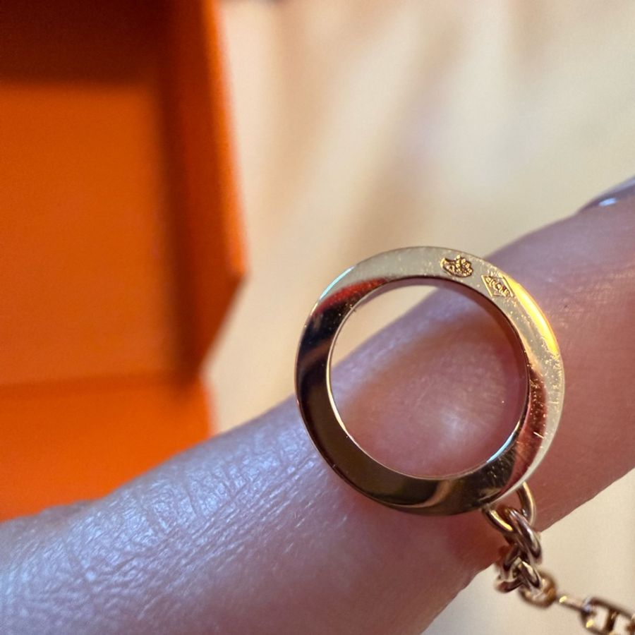 💖Hermes 豬鼻玫瑰金 鑽石手鍊 ST💖 全新全配-6