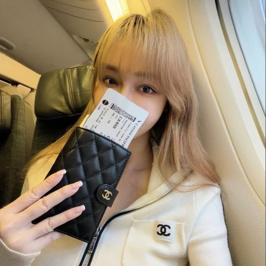 Chanel香奈兒黑金荔枝紋牛皮錢包 20開 98新-8
