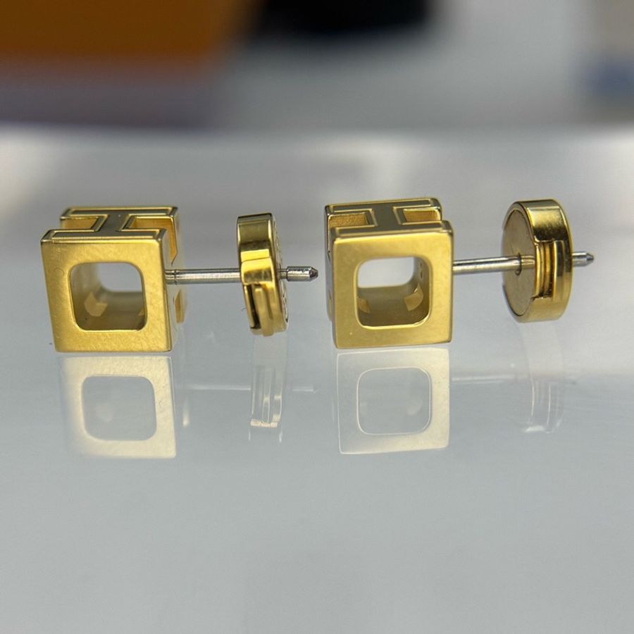 Hermès 愛馬仕 紅色小號方塊H耳釘 🈚附件-1