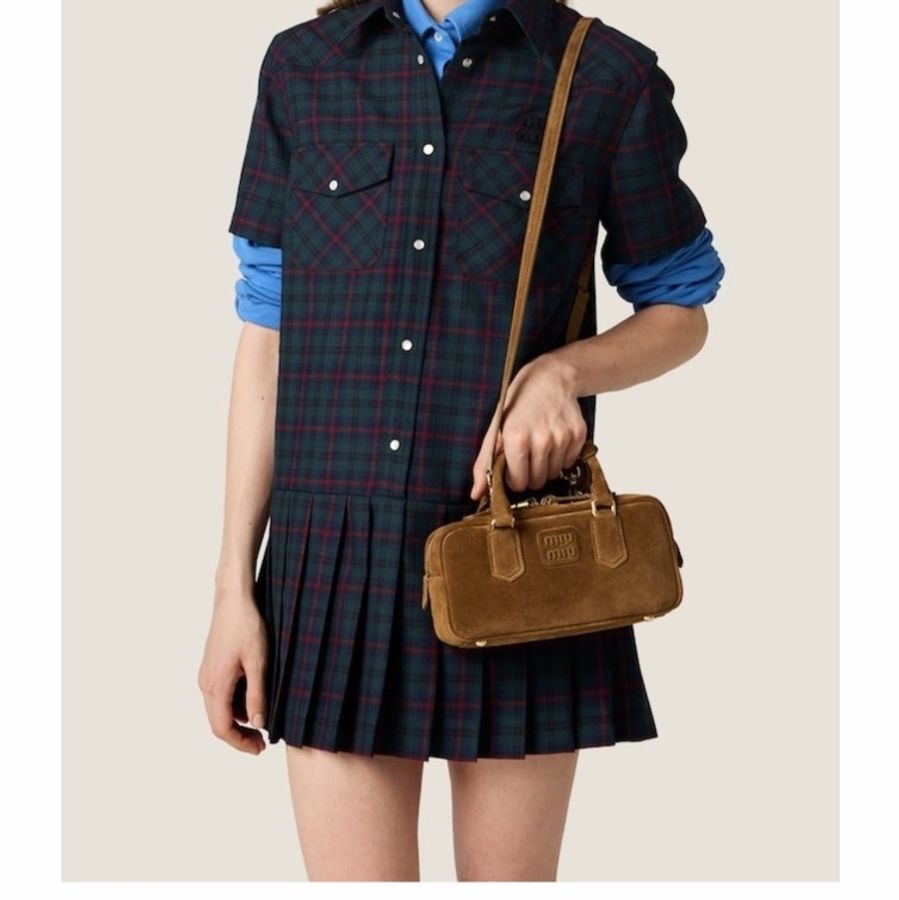 Miu Miu 女士 Arcadie 加墊絨面革手提包均碼碼10.5cm*7.5cm*22cm-1