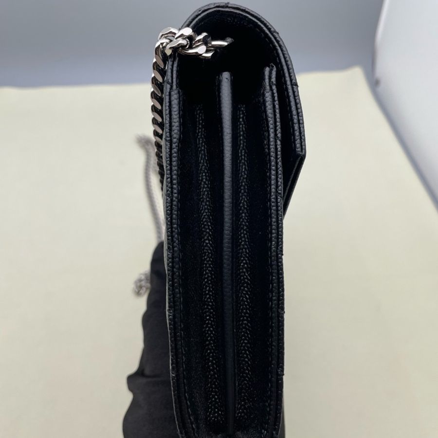 聖羅蘭/Saint laurent 黑銀魚子醬信封包 尺寸22.5 x 14 x 4-4