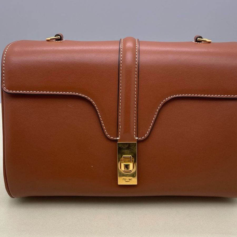 賽琳/Celine 焦糖色牛皮金扣soft 16單肩包 尺寸:24×17×6cm 附件:肩帶-7