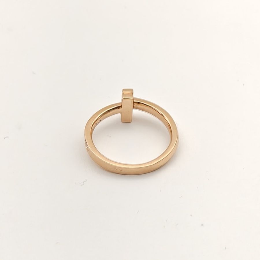 TIFFANY&CO T系列T1窄式18K黃金戒指帶鑽50-4