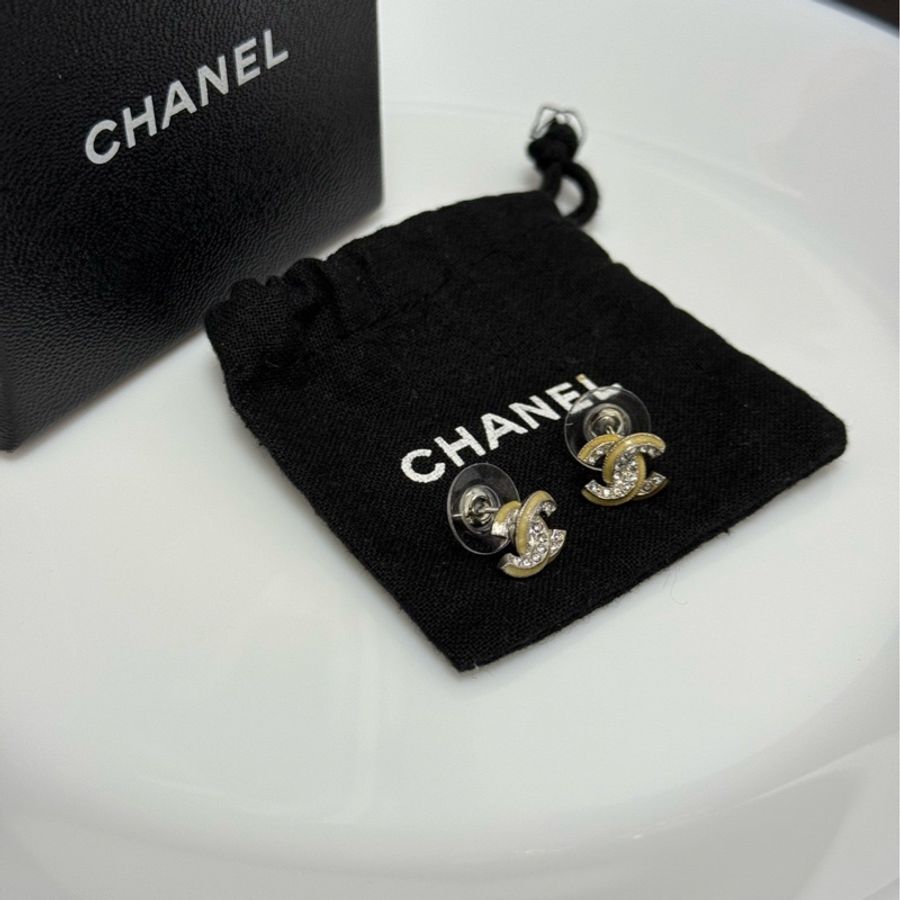 Chanel香奈兒琺瑯滿鑽雙C耳釘 有盒+塵袋-4