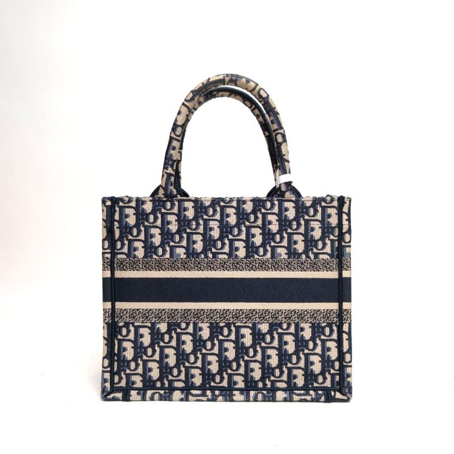 DIOR BookTote小號墨藍色帆布2024肩背包-2
