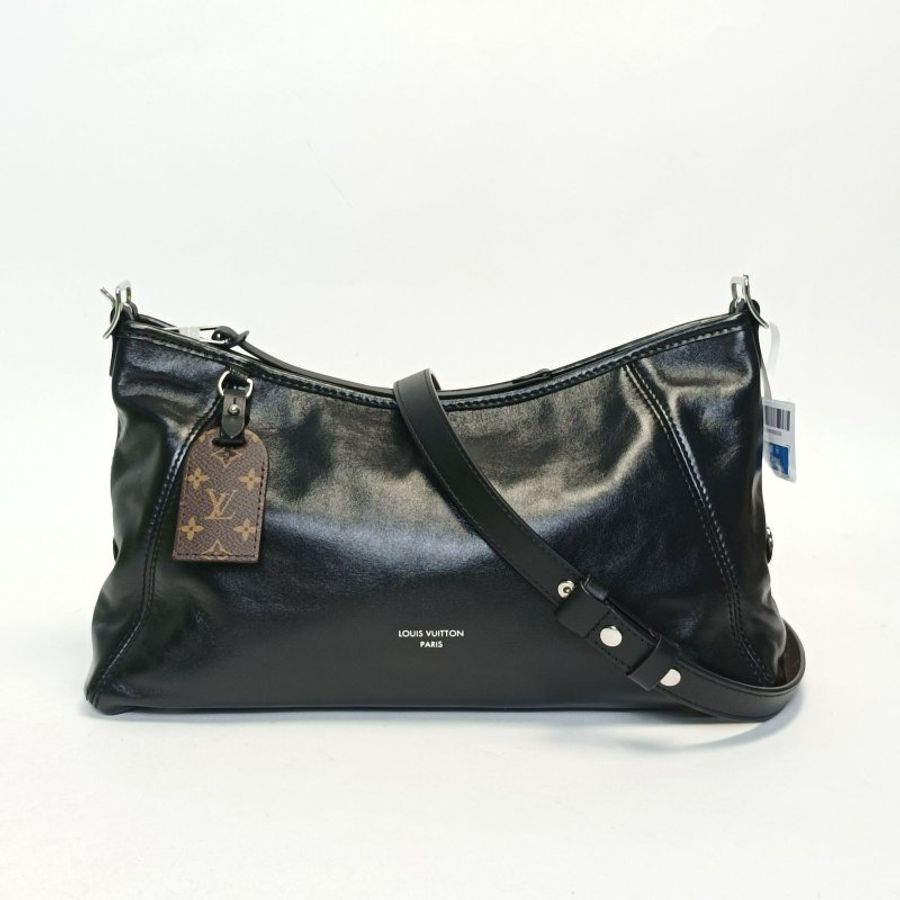LOUIS VUITTON CARRYALLEastWest黑色羊皮銀扣晶片肩背包-0