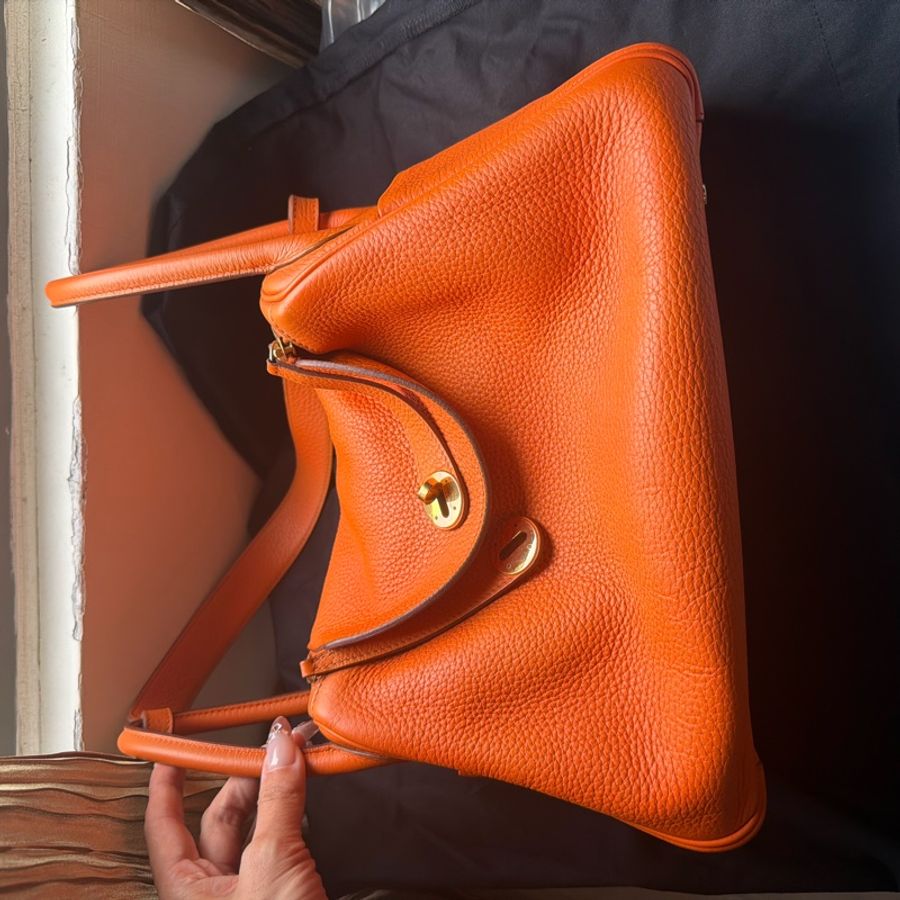 Hermes Lindy 30金扣經典愛馬仕橘 框O-0