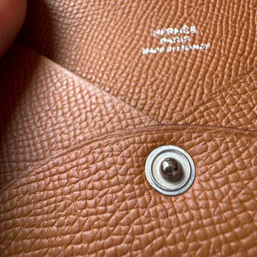 ✨全新閒置商品✨ Hermes 金棕色 Bastia 零錢包-9
