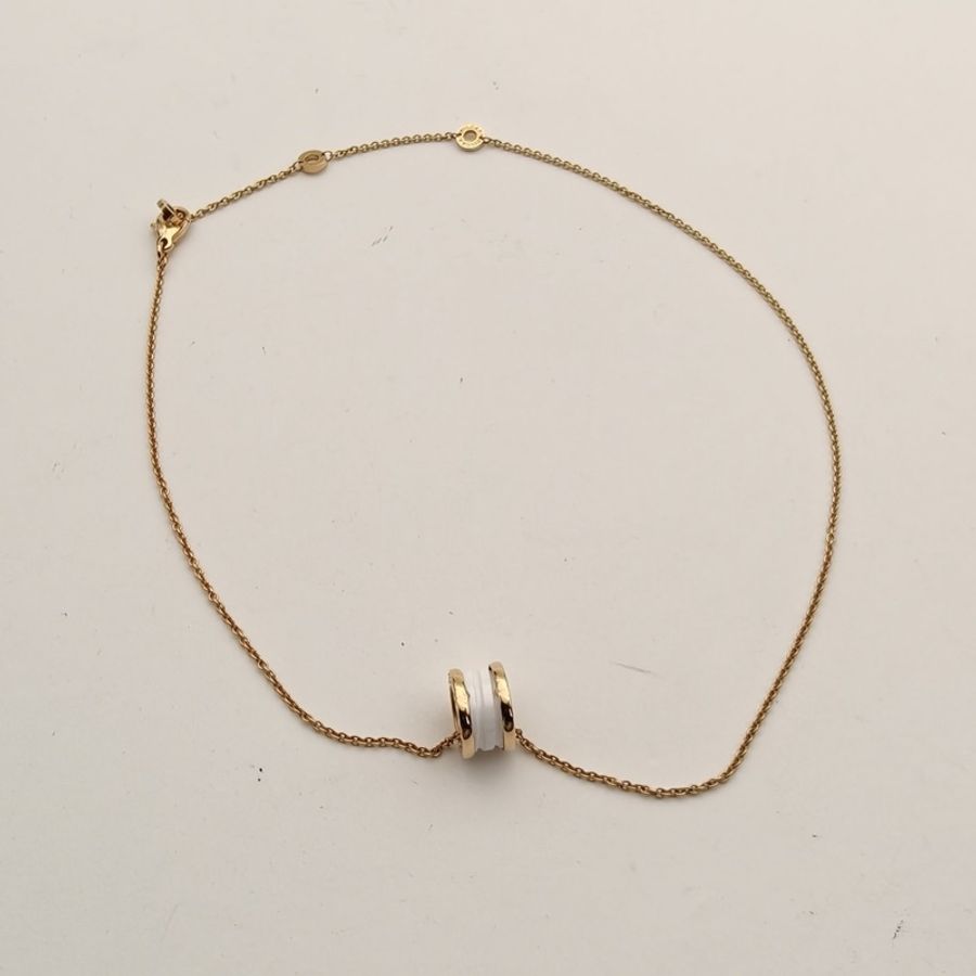 BVLGARI B.ZERO1彈簧項鏈三環扣18K玫瑰金/白陶瓷-2