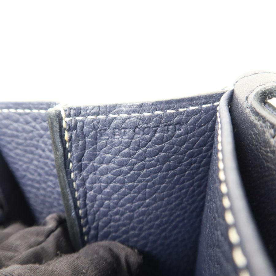 HERMES Clemence皮革Halzan 31手挽肩背兩用袋Bleu Indigo/Bleu Nuit-6