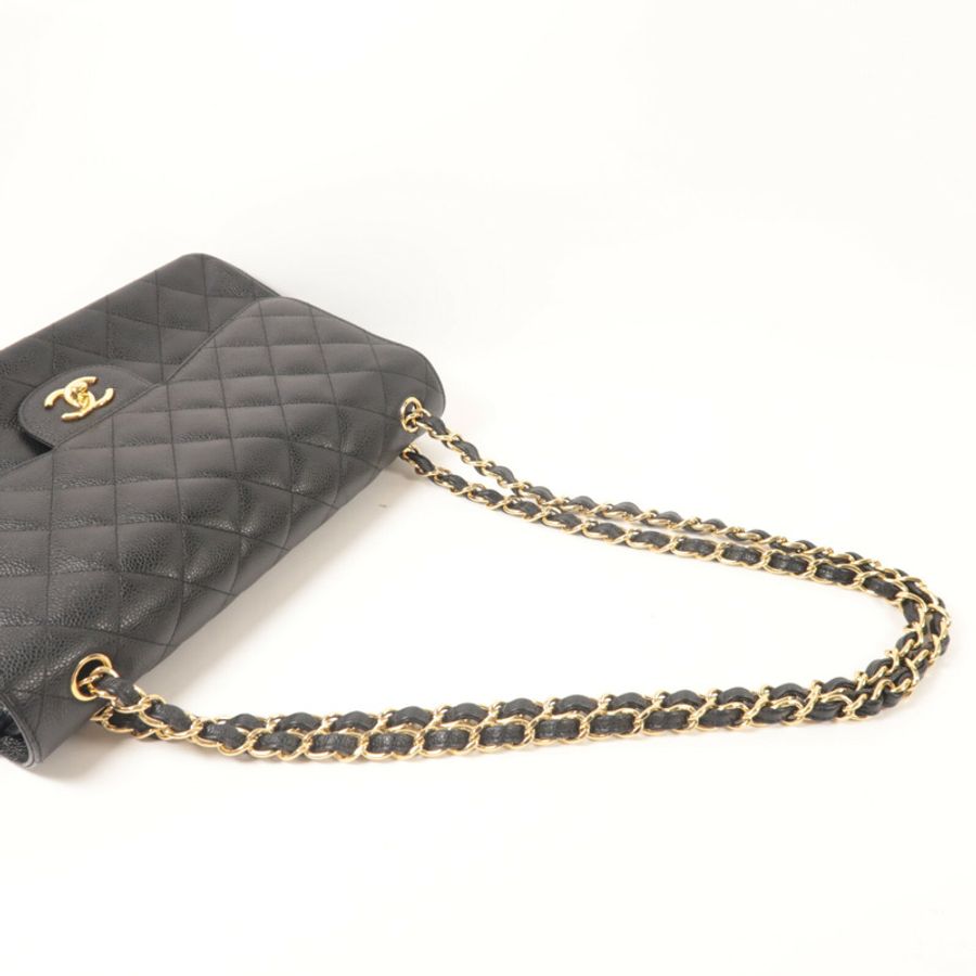 CHANEL 牛皮皮革Large Classic鏈帶肩背袋-9