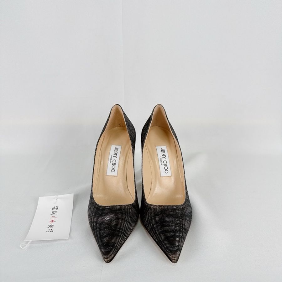 莉亞精品♡ Jimmy Choo 黑色金絲線高跟鞋#36 二手-6
