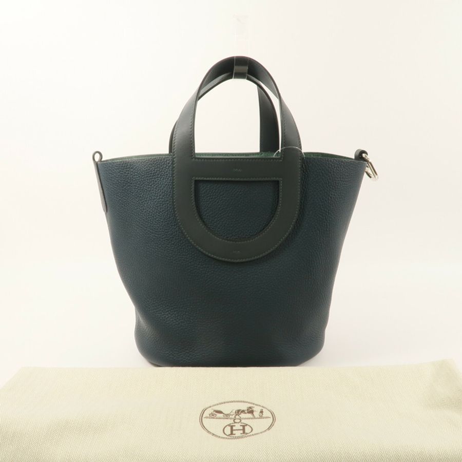 HERMES Clemence皮革In The Loop 23手挽袋Vert Cypres-9