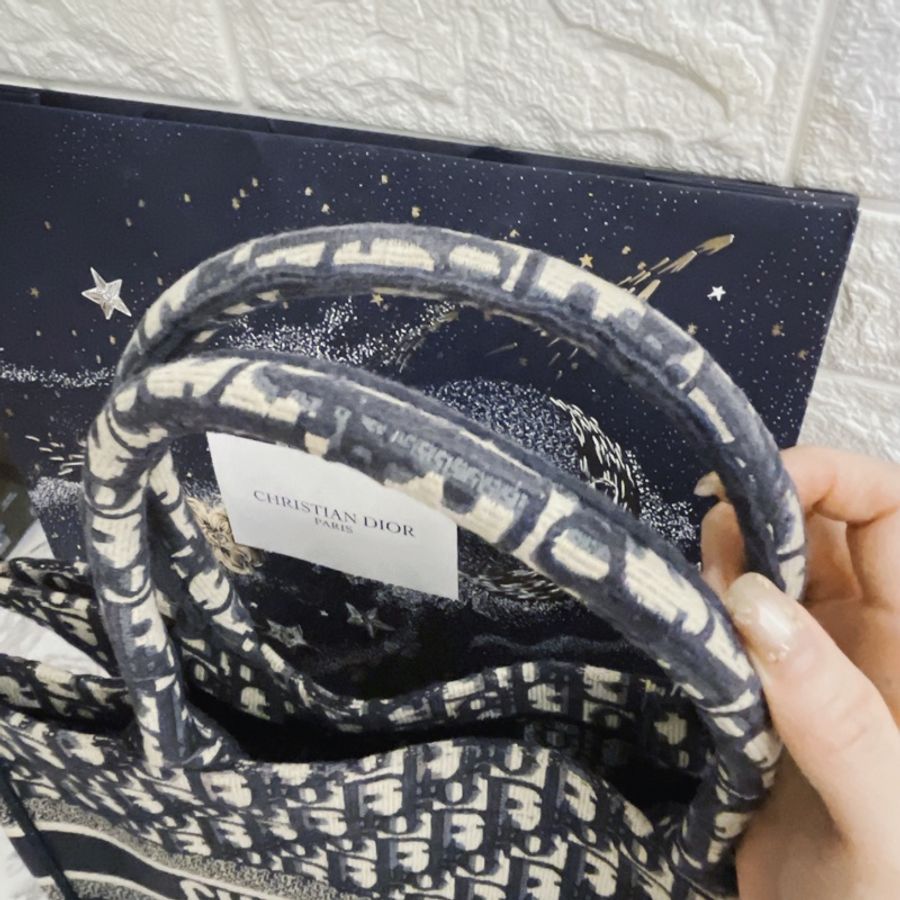 平台最低價近新激甜價✨ 迪奧 CHRISTIAN DIOR Book Tote 中型老花刺繡托特包Oblique 防塵袋/保證卡-7