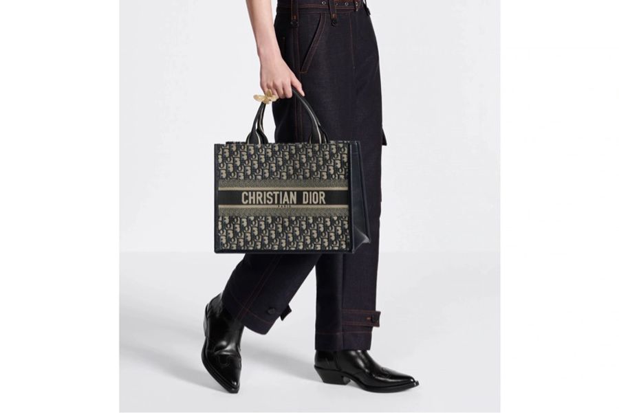 平台最低價近新激甜價✨ 迪奧 CHRISTIAN DIOR Book Tote 中型老花刺繡托特包Oblique 防塵袋/保證卡-10