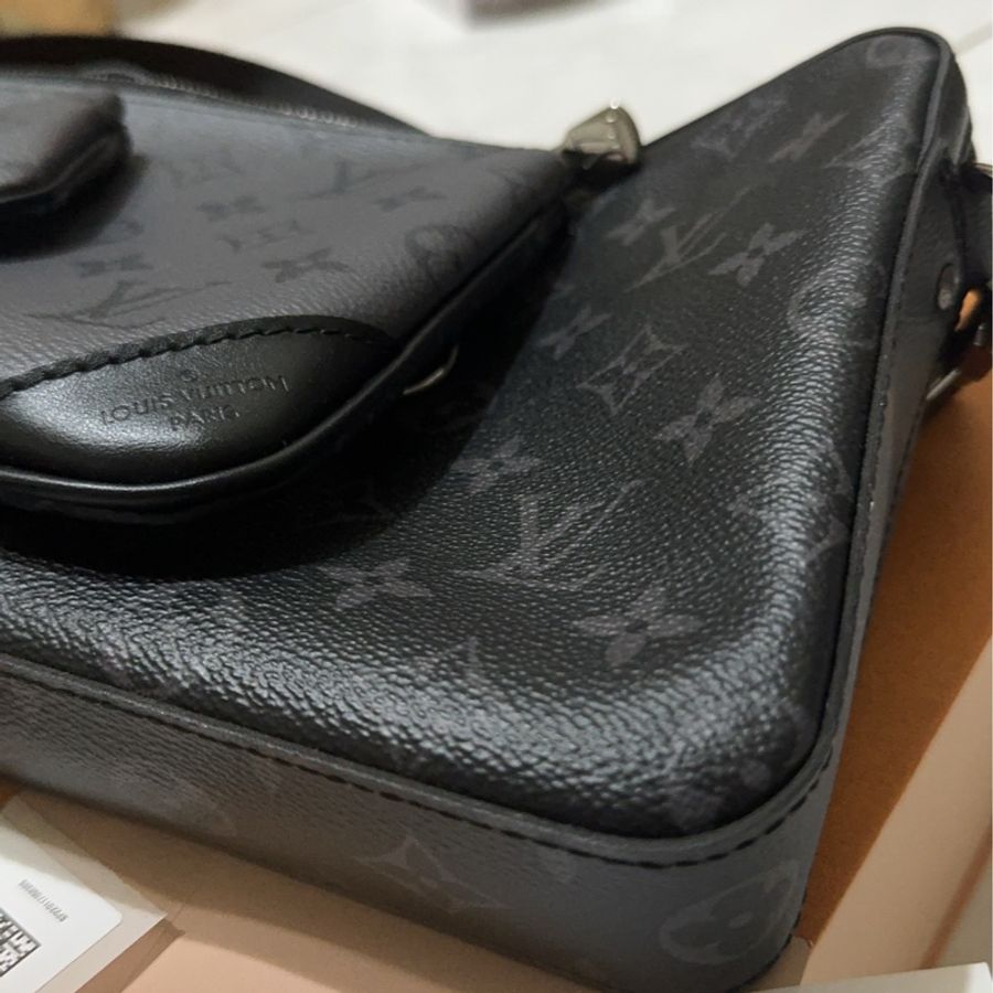 LOUIS VUITTON Trio郵差包三合一黑色PVC老花-9
