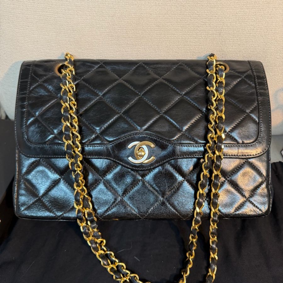 📌 絕版珍藏 | Chanel 香奈兒 Vintage 巴黎限定金銀雙釦 CF ✨ 尺寸:28*18*6-0