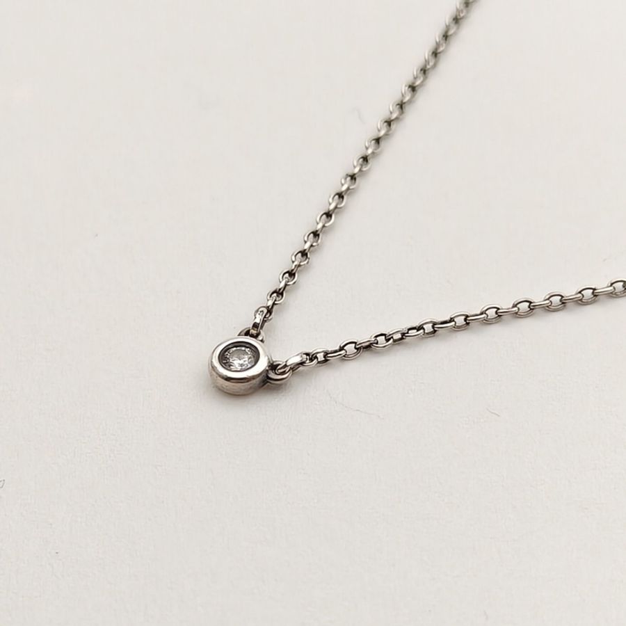 TIFFANY&CO ElsaPeretti單鑽項鏈AG925銀/鑽石-1