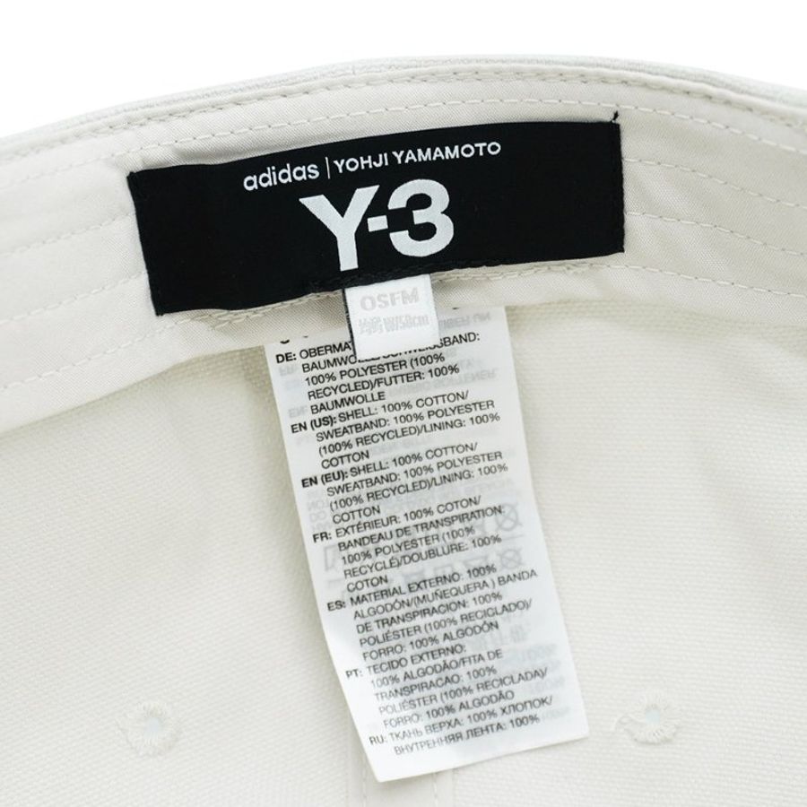 Y-3 帆布品牌刺繡黑Logo棒球帽(JP1144-白)-4