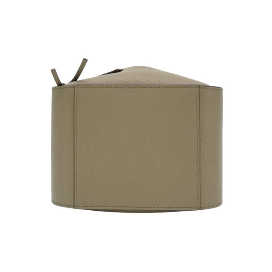 Loewe 柔軟粒面金釦小牛皮吊床包(灰褐)-3
