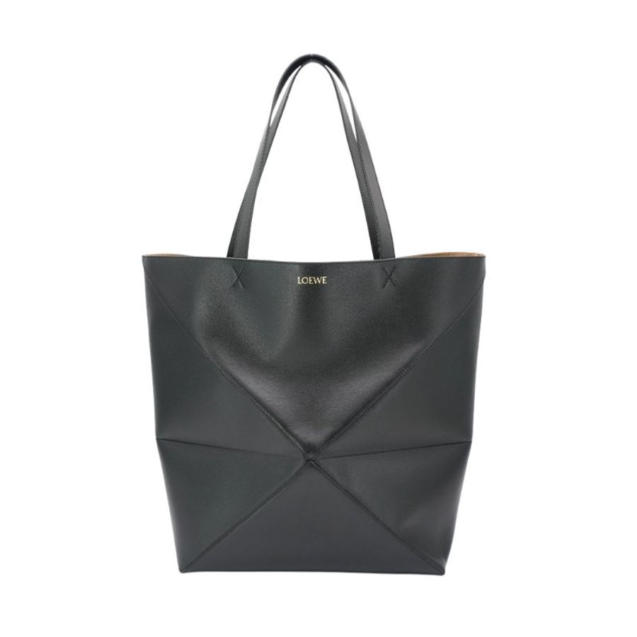 Loewe XL Puzzle Fold 小牛皮肩背托特包(黑)-1