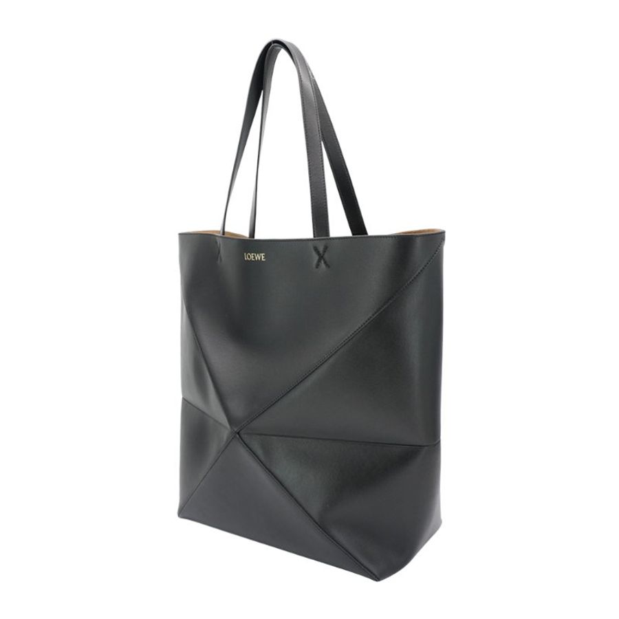 Loewe XL Puzzle Fold 小牛皮肩背托特包(黑)-2
