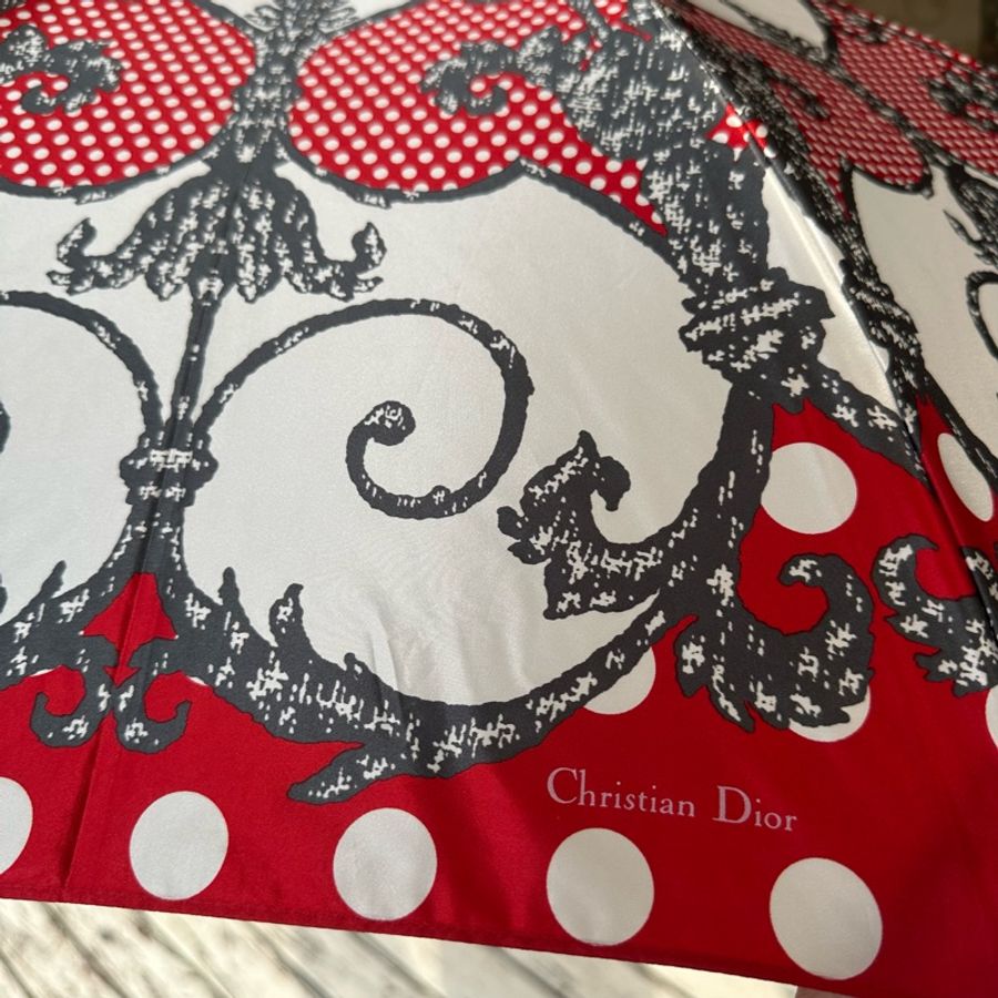 【赫蒂國際精品】Dior 迪奧 法式復古 巴洛克風 紅白點點 華麗遮陽傘/雨傘 vintage-8
