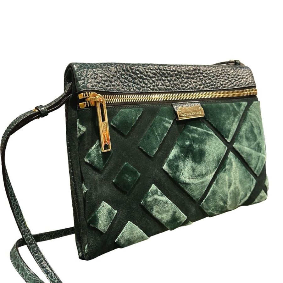 Used BURBERRY Cross Body Bag Green-2