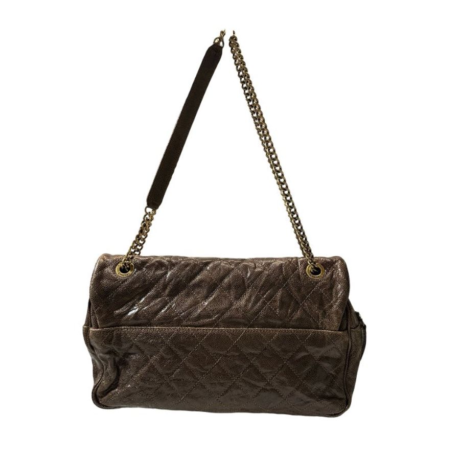 Used CHANEL Shoulder Bag Brown GHW-2