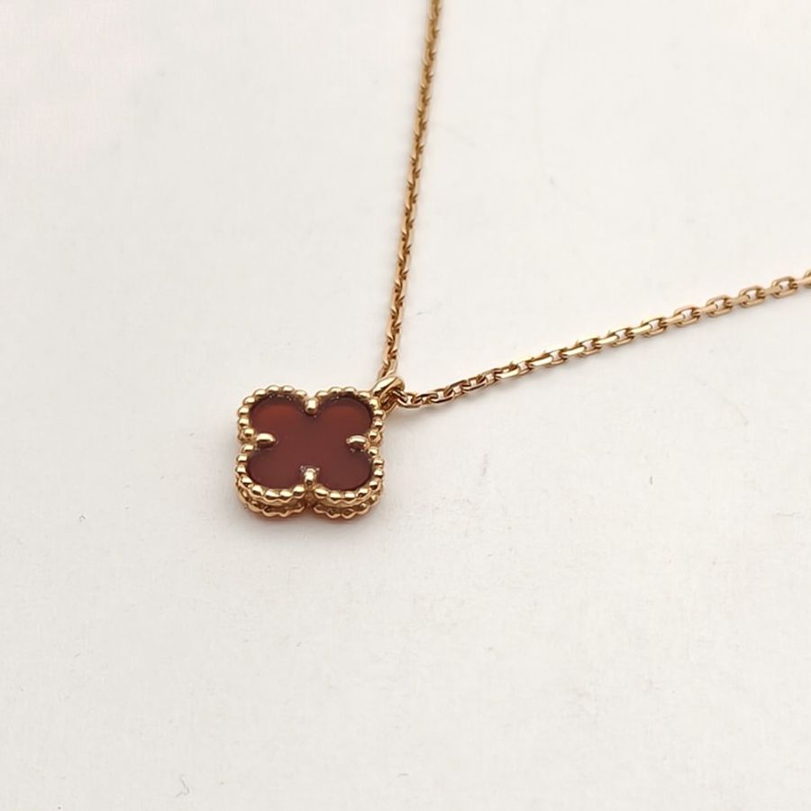 VAN CLEEF&ARPELS SweetAlhambra小號單花項鏈新扣18K玫瑰金/紅玉髓-2