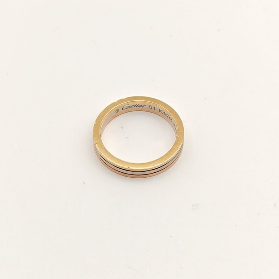 CARTIER TRINITY三環三色戒指18K黃金/18K白金/18K玫瑰金51-1