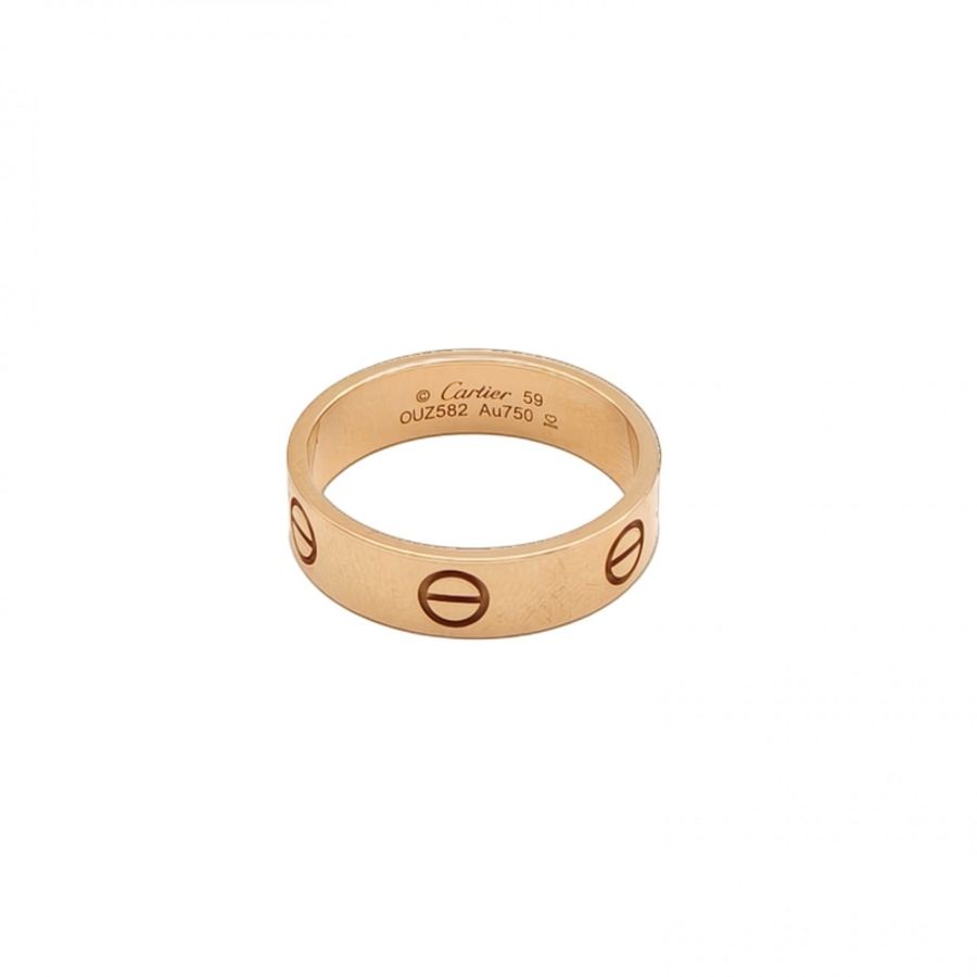 CARTIER LOVE18K金寬版戒指18K玫瑰金59-0