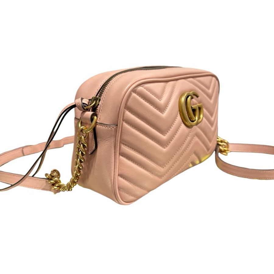Used GUCCI GG MARMONT Cross Body Bag Pink GHW-3