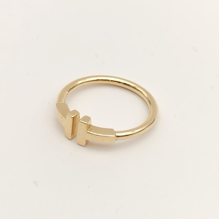 TIFFANY&CO TiffanyT線形戒指18K黃金53-4