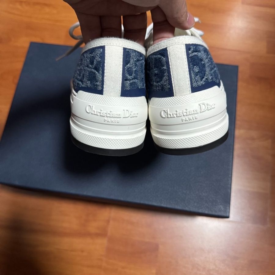 Dior迪奧Walk'n'厚底鞋 滿印刺繡低幫板鞋 藍色 36.5碼-4
